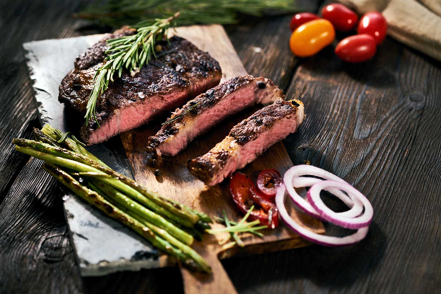 Cooked steak at the 360 Restaurant, fine dining at the Apache Casino Hotel
