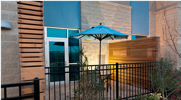 Hotel room with an outdoor patio